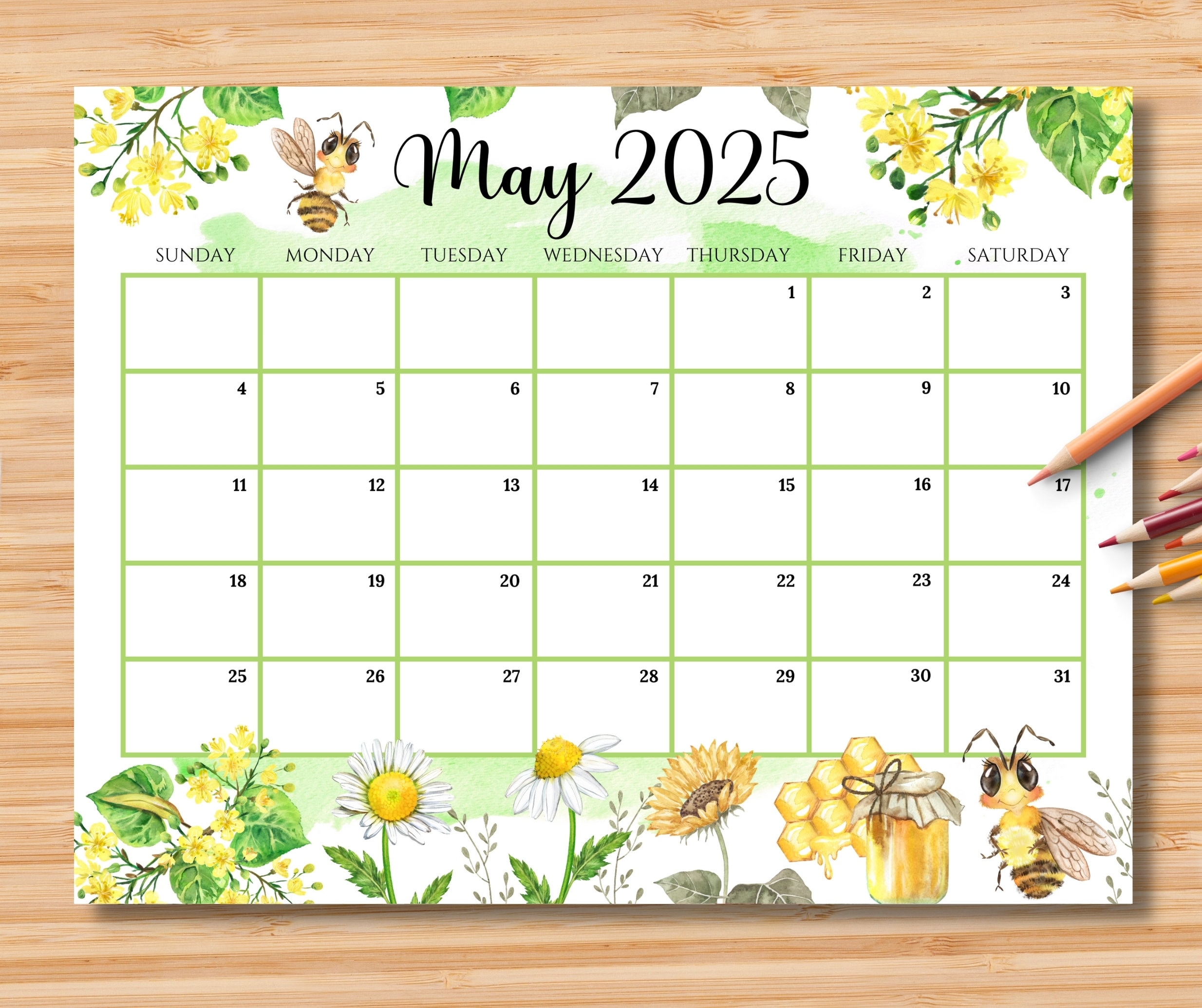 Cute Printable Calendar May 2025 With Tractors