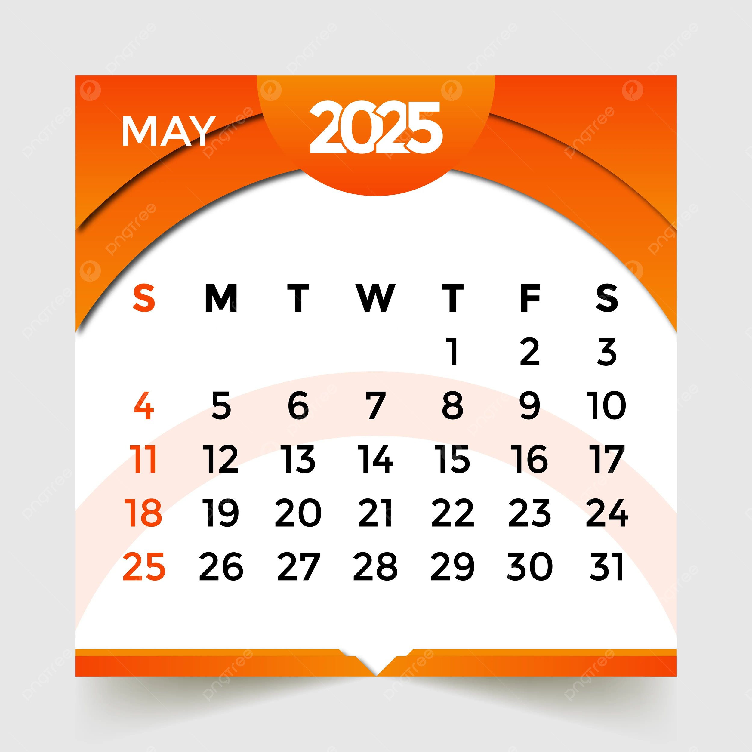 2025 Calendar Month Of May Vector Template Download On Pngtree