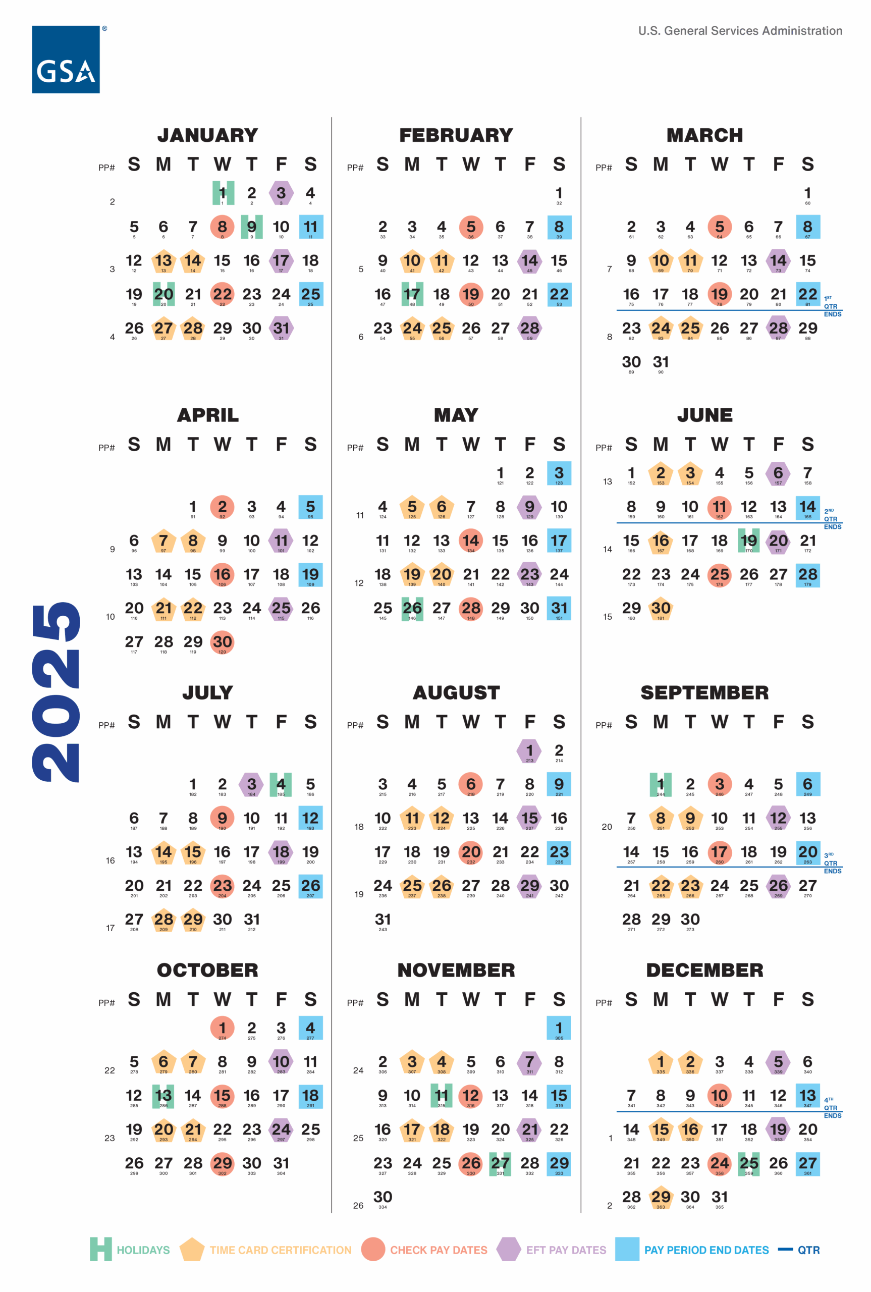 2025 Payroll Calendar GSA