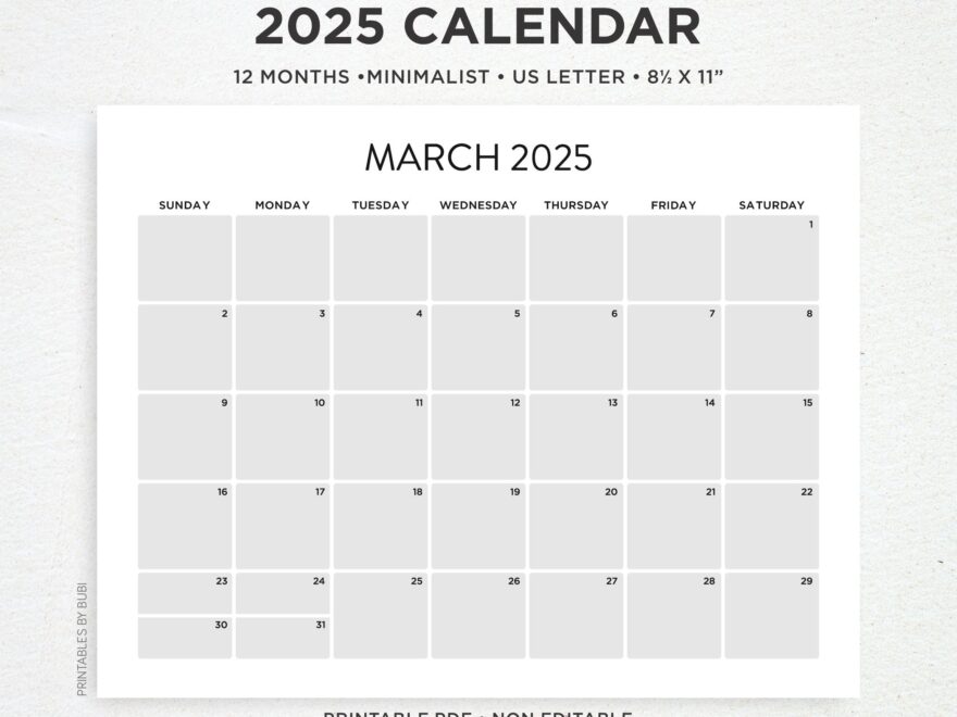 2025 Printable Monthly Calendar 2025 Pastel Calendar Landscape Printable 2025 Calendar Minimalist 2025 Calendar Monthly Planner Template Etsy Sweden