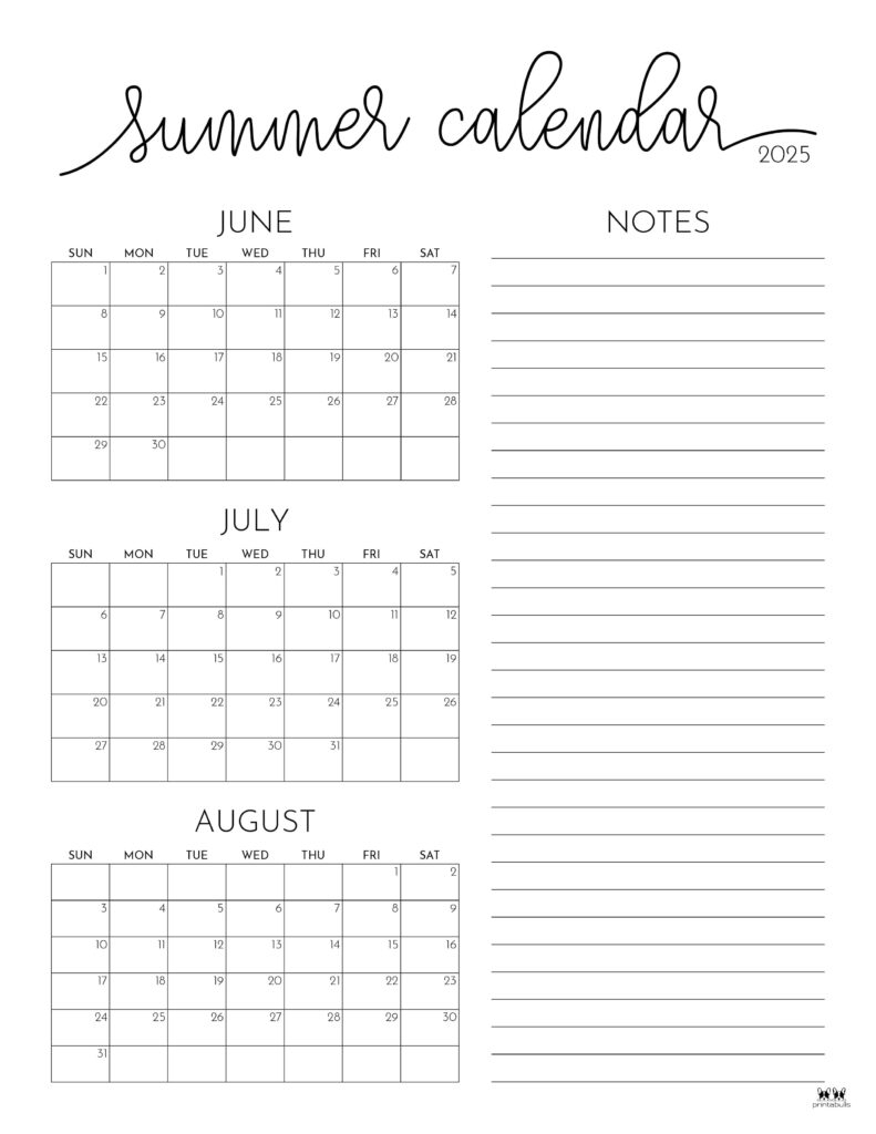 2025 Summer Calendars 27 FREE Printables Printabulls 2025 Summer Calendars 27 FREE Printables Printabulls