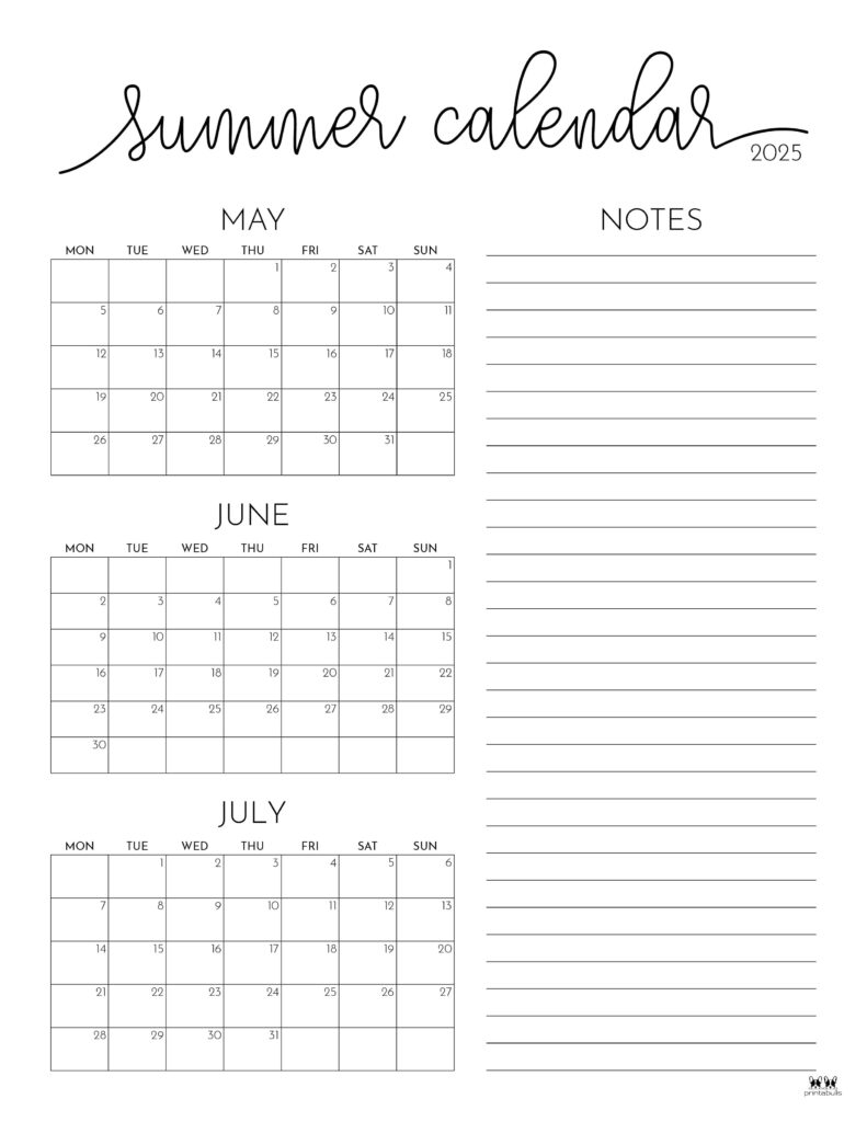 2025 Summer Calendars 27 FREE Printables Printabulls 2025 Summer Calendars 27 FREE Printables Printabulls
