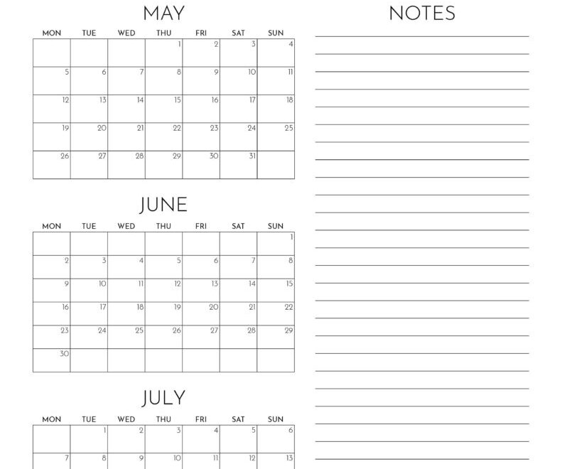 2025 Summer Calendars 27 FREE Printables Printabulls