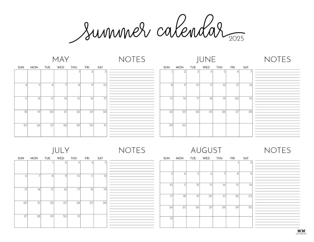 May Printable Calendars 2025 June Printable Calendars 2025