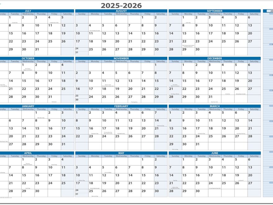 Amazon Fiscal Academic Split Year July 2025 To June 2026 Horizontal 12 Month Wall Calendar 36 X 56 Dry Wet Erasable With Next Year Planner Area Complete With Fine Tip Dry erase Marker