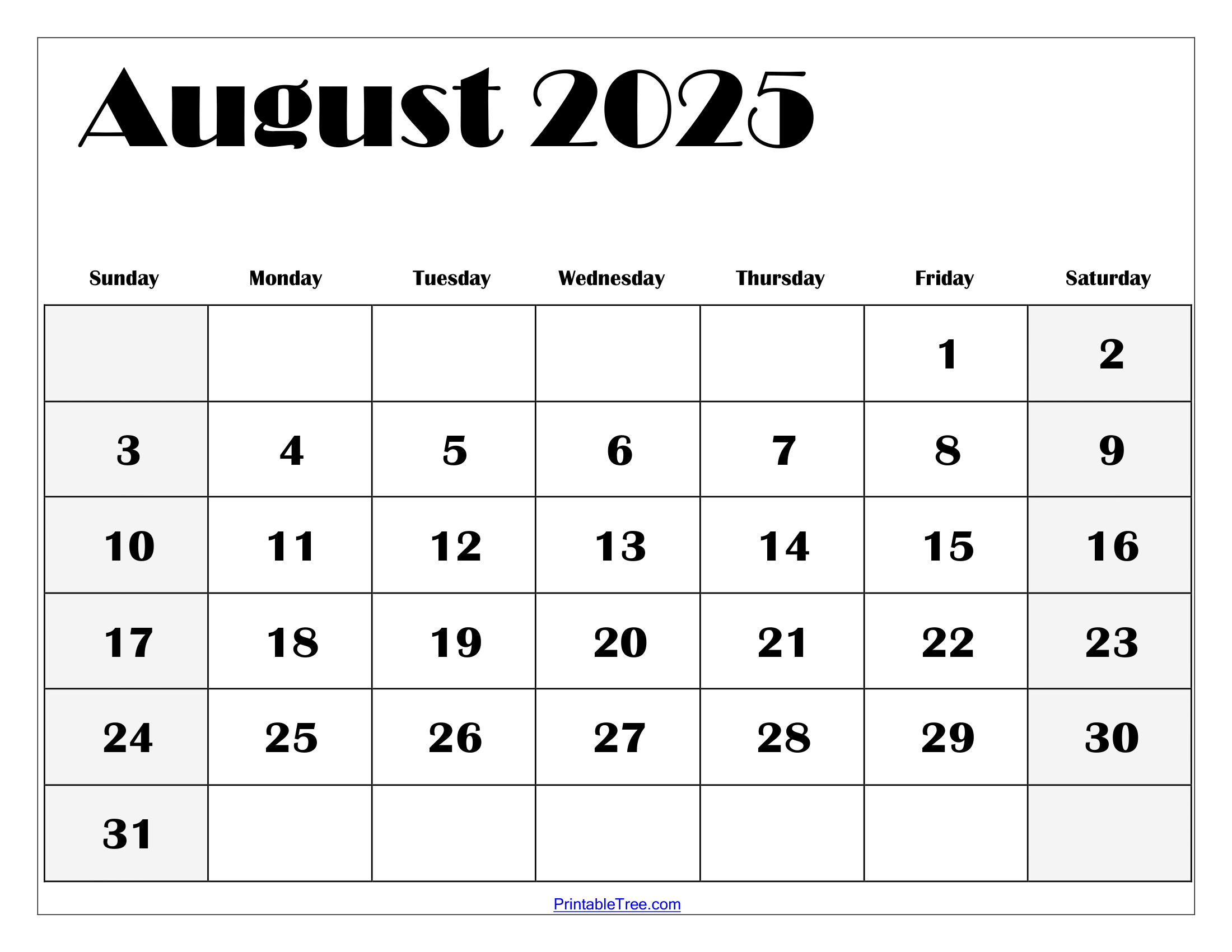 Printable Calendar August 2025 May 2025