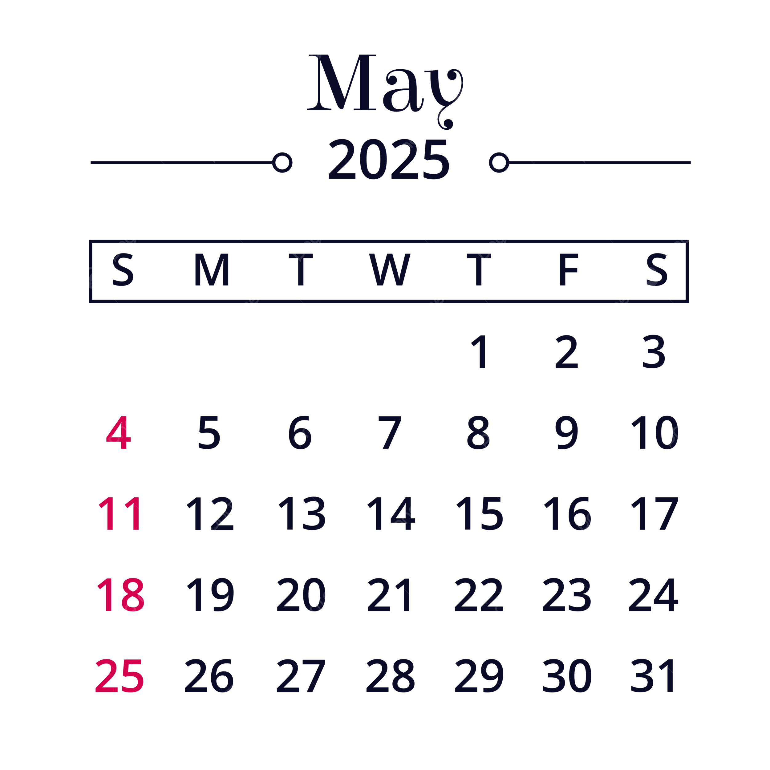 Calendar May 2025 Minimalist Design Vector Calendar 2025 May 2025 Calendar May 2025 PNG And Vector With Transparent Background For Free Download Calendar May 2025 Minimalist Design Vector Calendar 2025 May 2025 Calendar May 2025 PNG And Vector With Transparent Background For Free Download