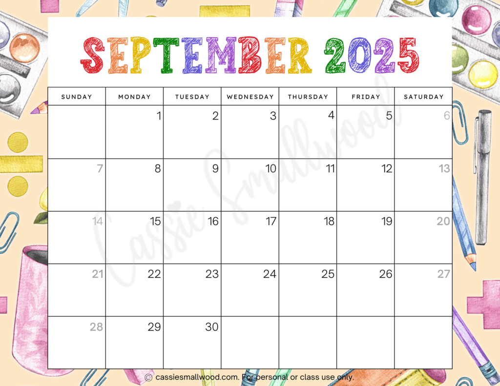 Cute 2025 May Through September Calendar Printable