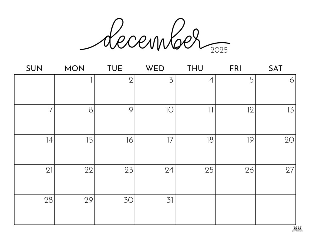 December 2025 Calendars 107 FREE Printables Printabulls December 2025 Calendars 107 FREE Printables Printabulls