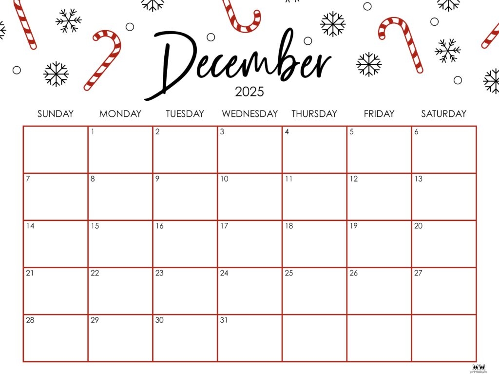 December 2025 Calendars 107 FREE Printables Printabulls