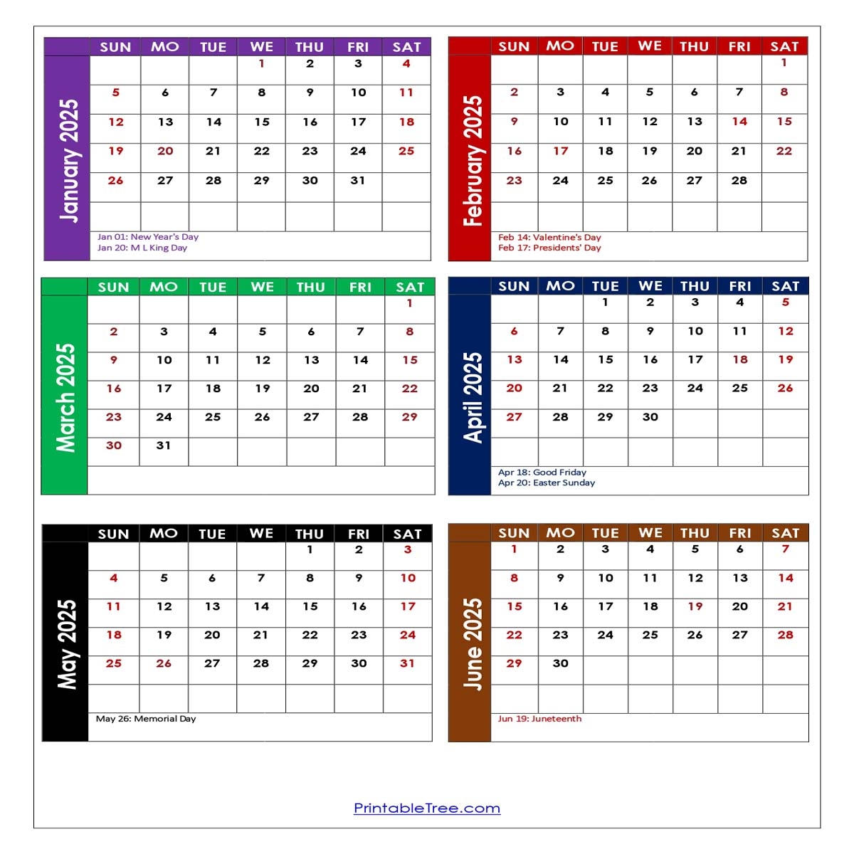 Download Free Monthly 2025 Calendar Printable PDF With Holidays Template