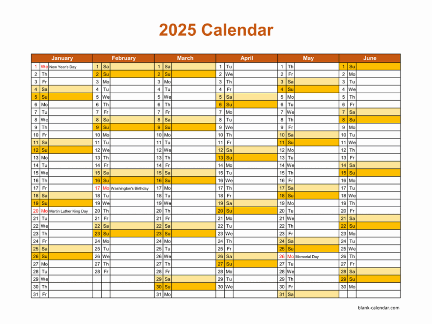Free Download Printable Calendar 2025 Month In A Column Half A Year Per Page