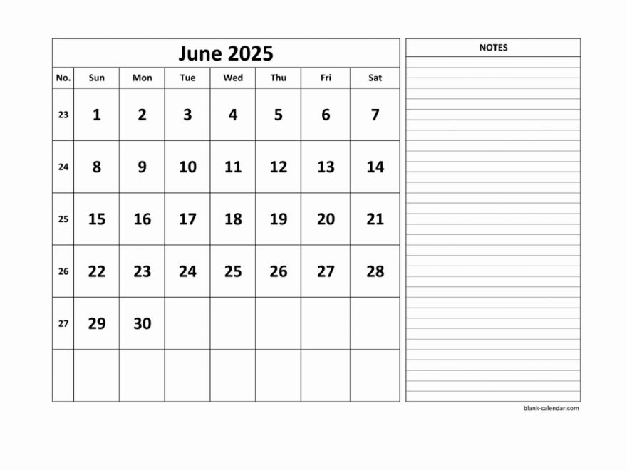 Free Download Printable June 2025 Calendar Large Space For Appointment And Notes