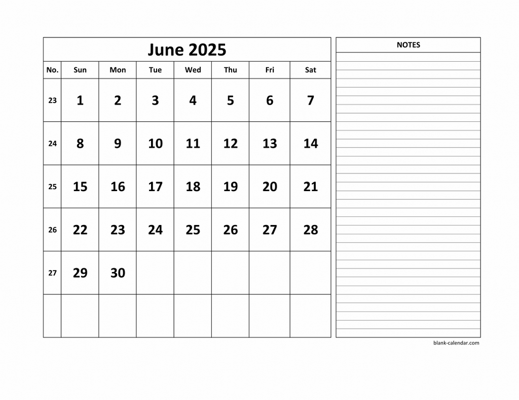 Free Download Printable June 2025 Calendar Large Space For Appointment And Notes