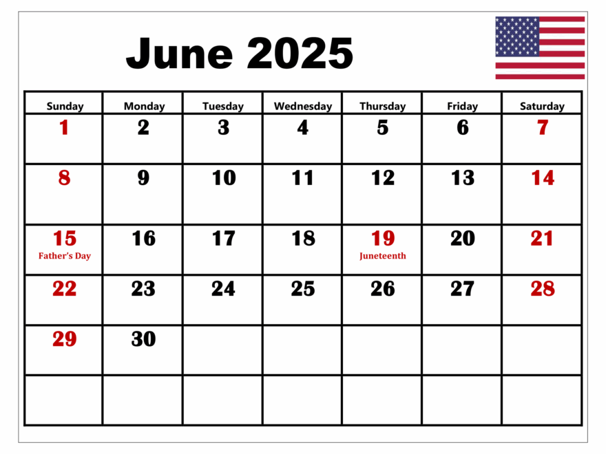 Free June 2025 Calendar Printable PDF Template With Holidays