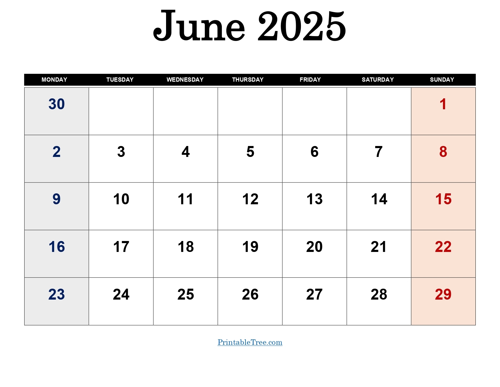 Free June 2025 Calendar Printable PDF Template With Holidays