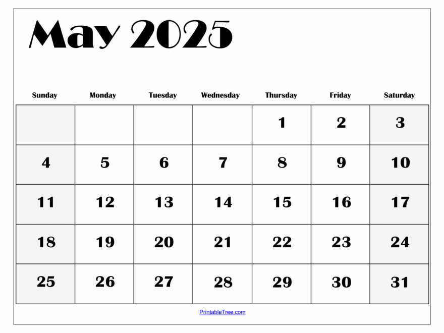 Free May 2025 Calendar Printable PDF Template With Holidays