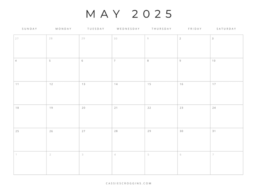 Free Printable 2025 Blank Calendar Templates All 12 Months