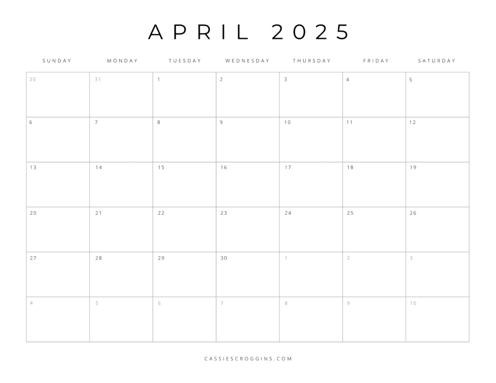 Free Printable Monthly Calendar For 2025 May