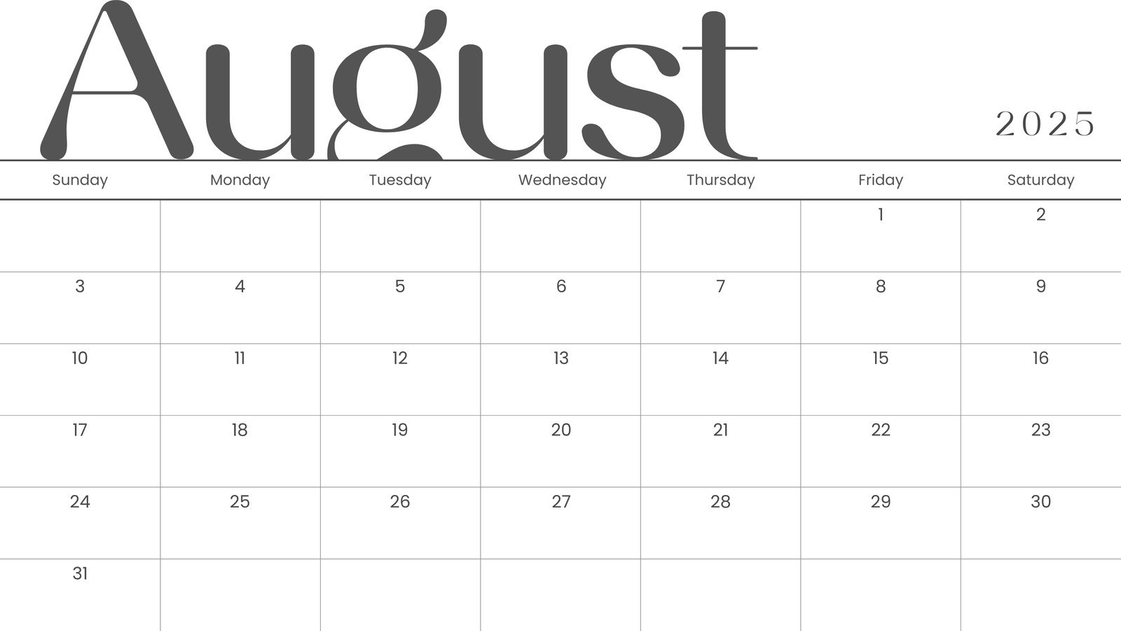 May Printable Calendars 2025 August Printable Calendars 2025
