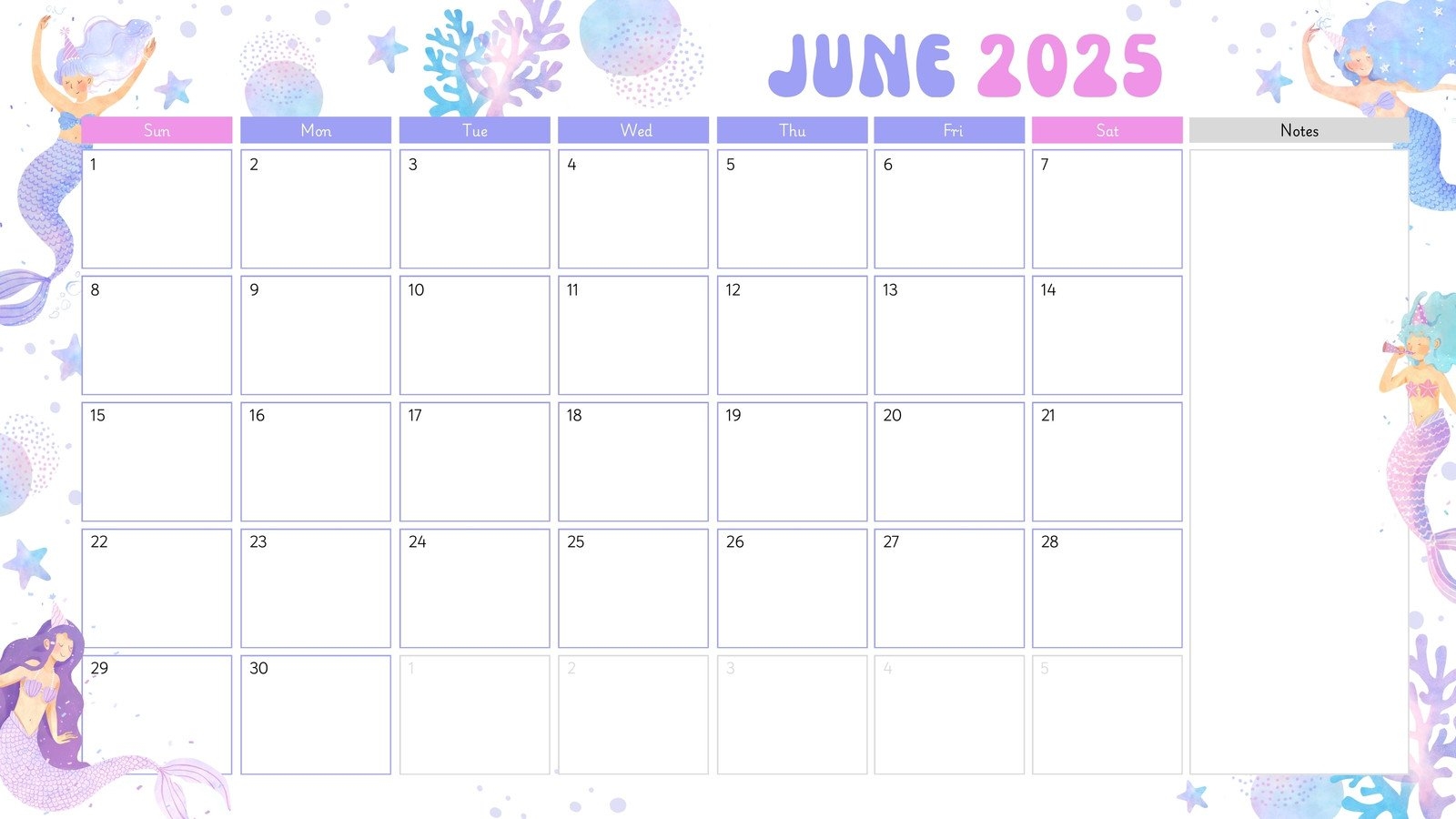 Free Printable Custom June 2025 Calendar Templates Canva