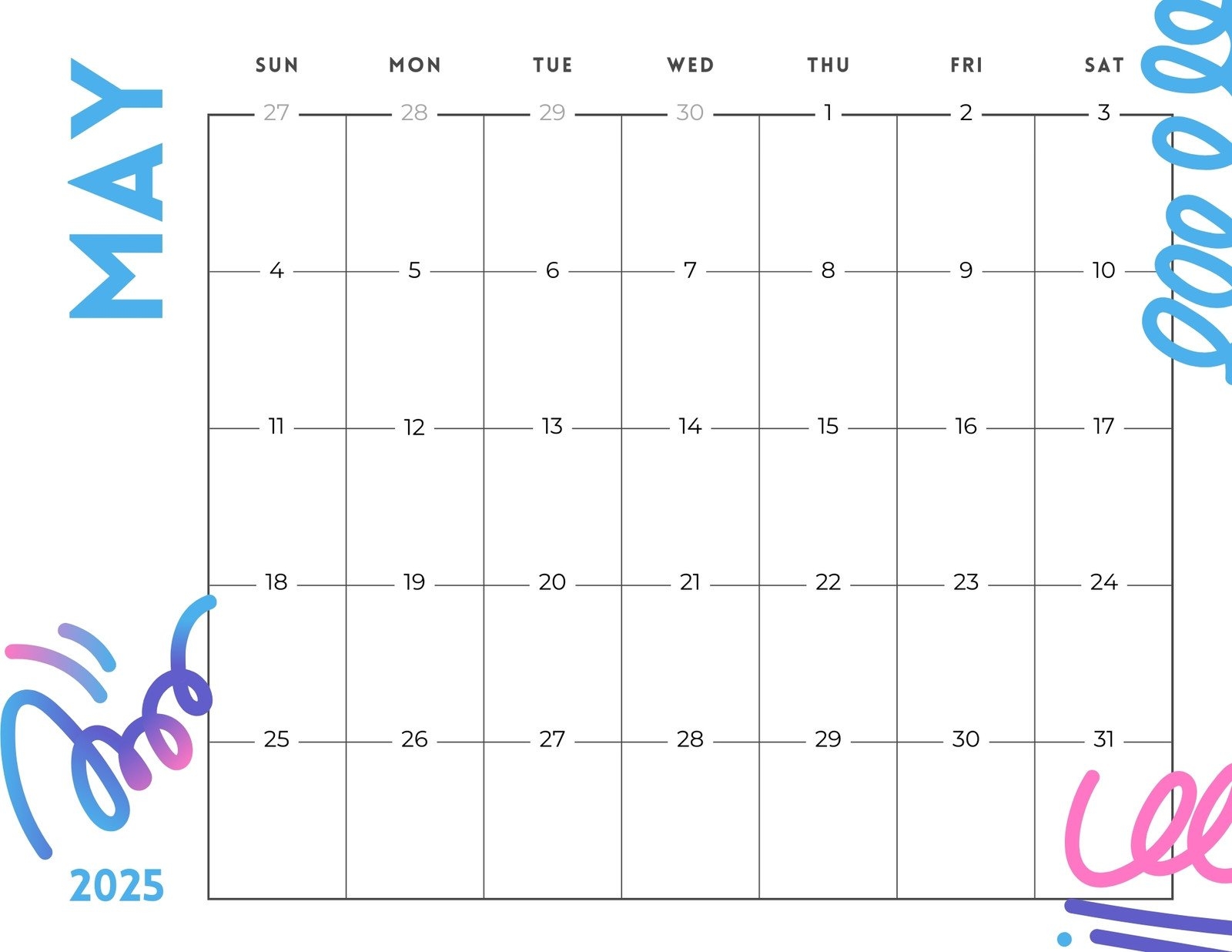 2025 Calendar Planner Printable May 2025 Planner