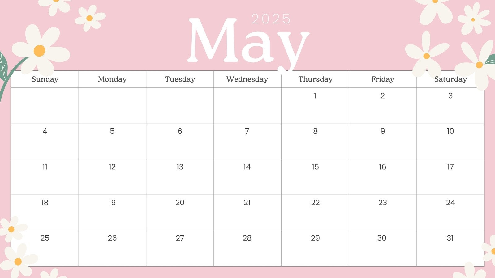 Free Printable May 2025 Calendar Starts On Monday