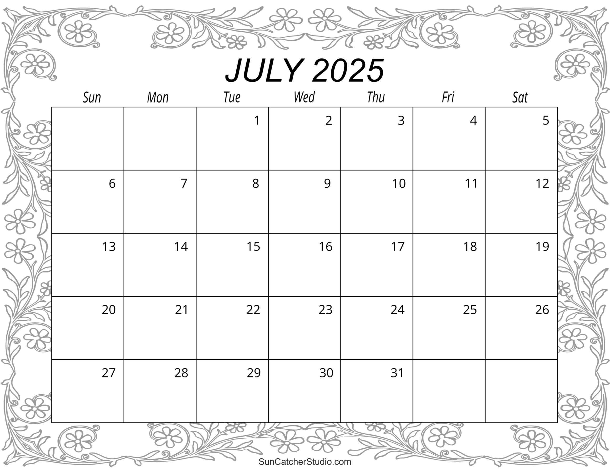 July 2025 Calendar Free Printable Free Printables Monograms Design Tools Patterns DIY Projects