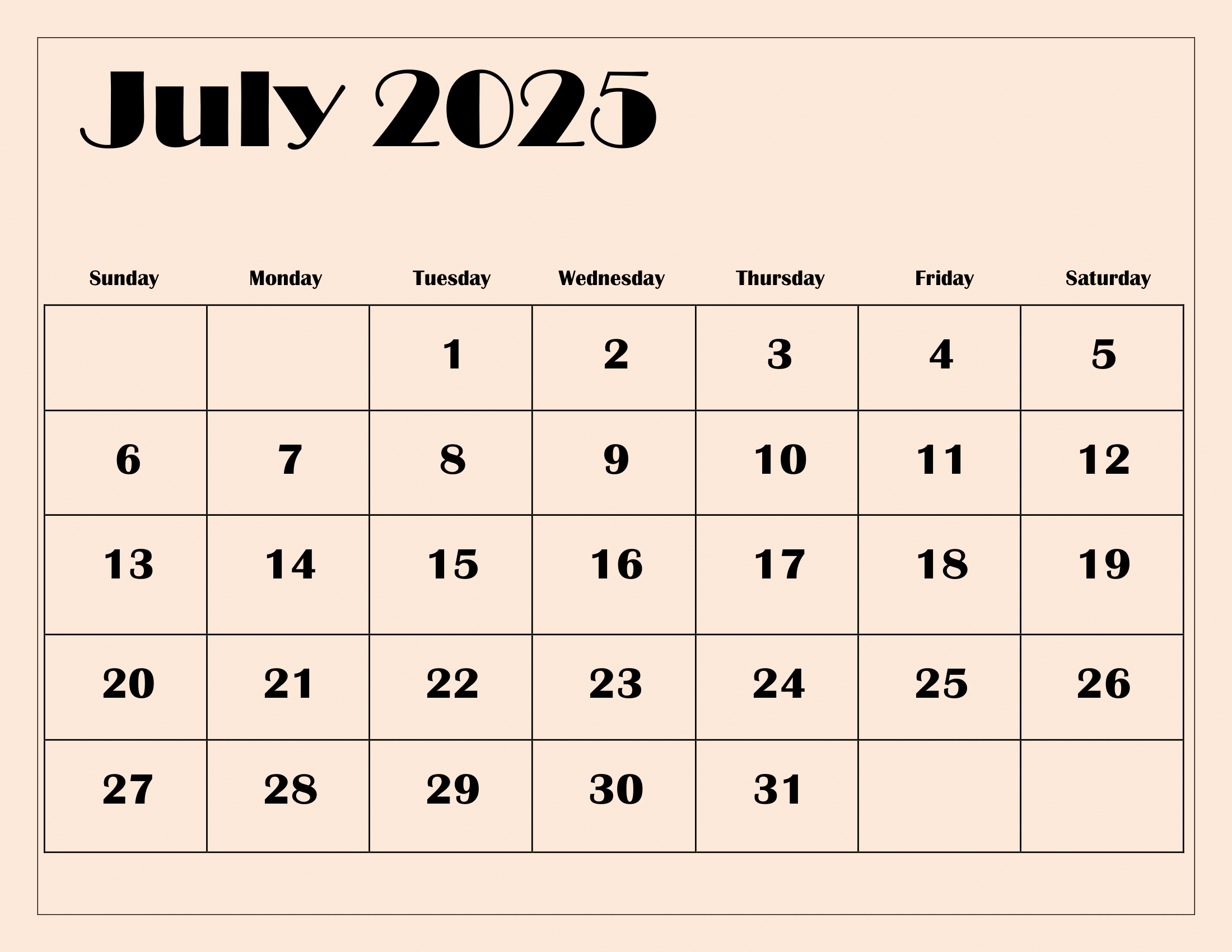 June To July 2025 Calendar