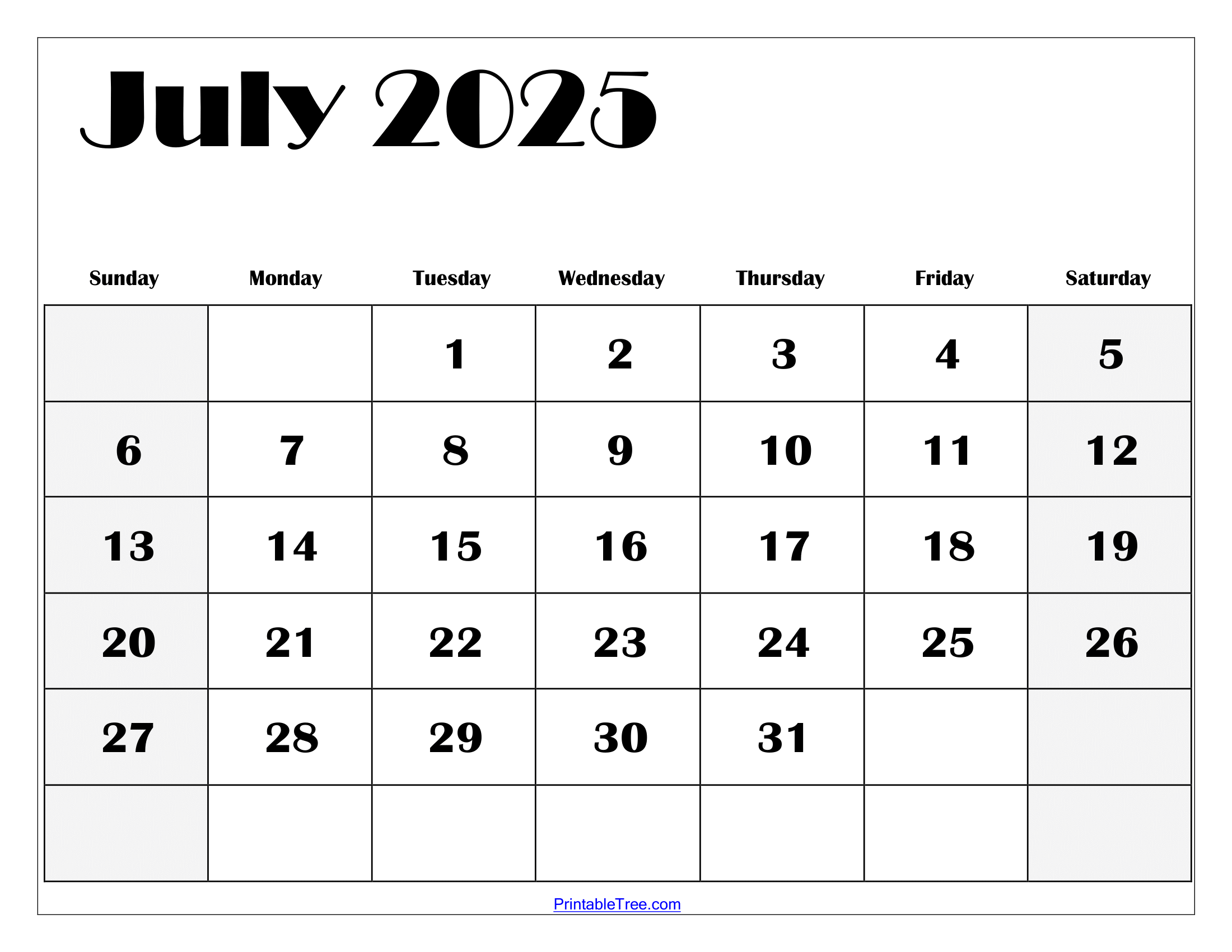 May Printable Calendars 2025 July Printable Calendars 2025