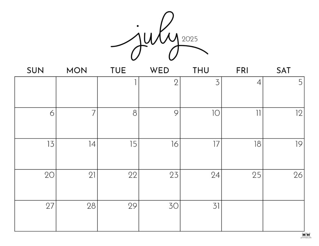 July 2025 Calendars 107 FREE Printables Printabulls July 2025 Calendars 107 FREE Printables Printabulls