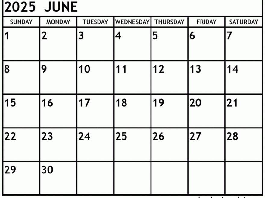 June 2025 Calendar Printable