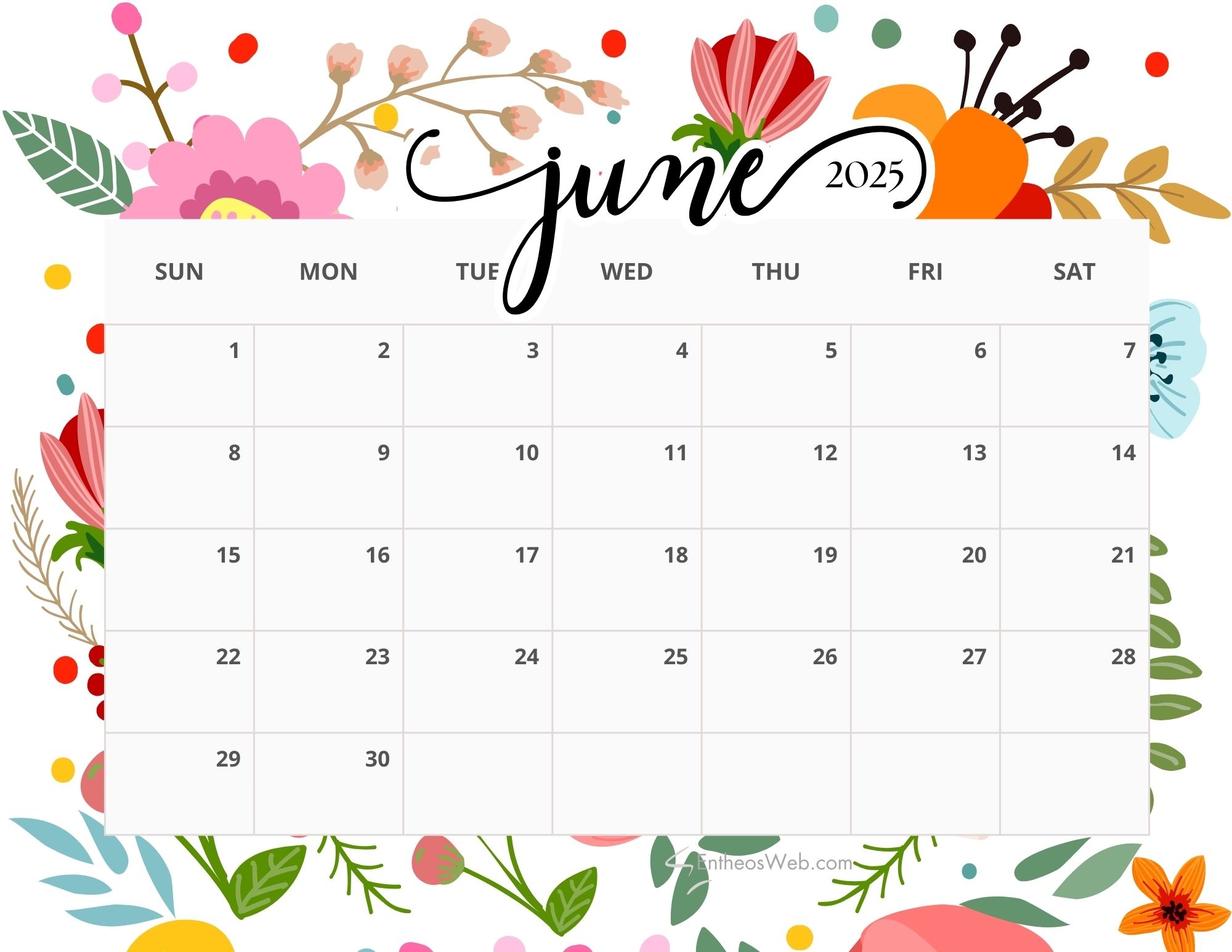 June 2025 Calendar Printables EntheosWeb June 2025 Calendar Printables EntheosWeb