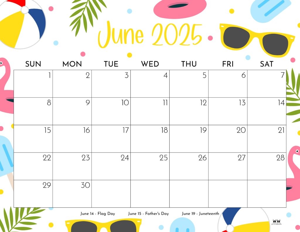 June 2025 Calendar Printable With Holidays