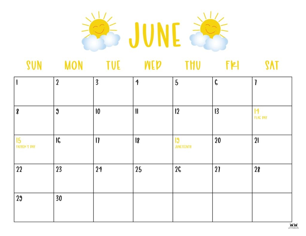 June 2025 Calendars 107 FREE Printables Printabulls