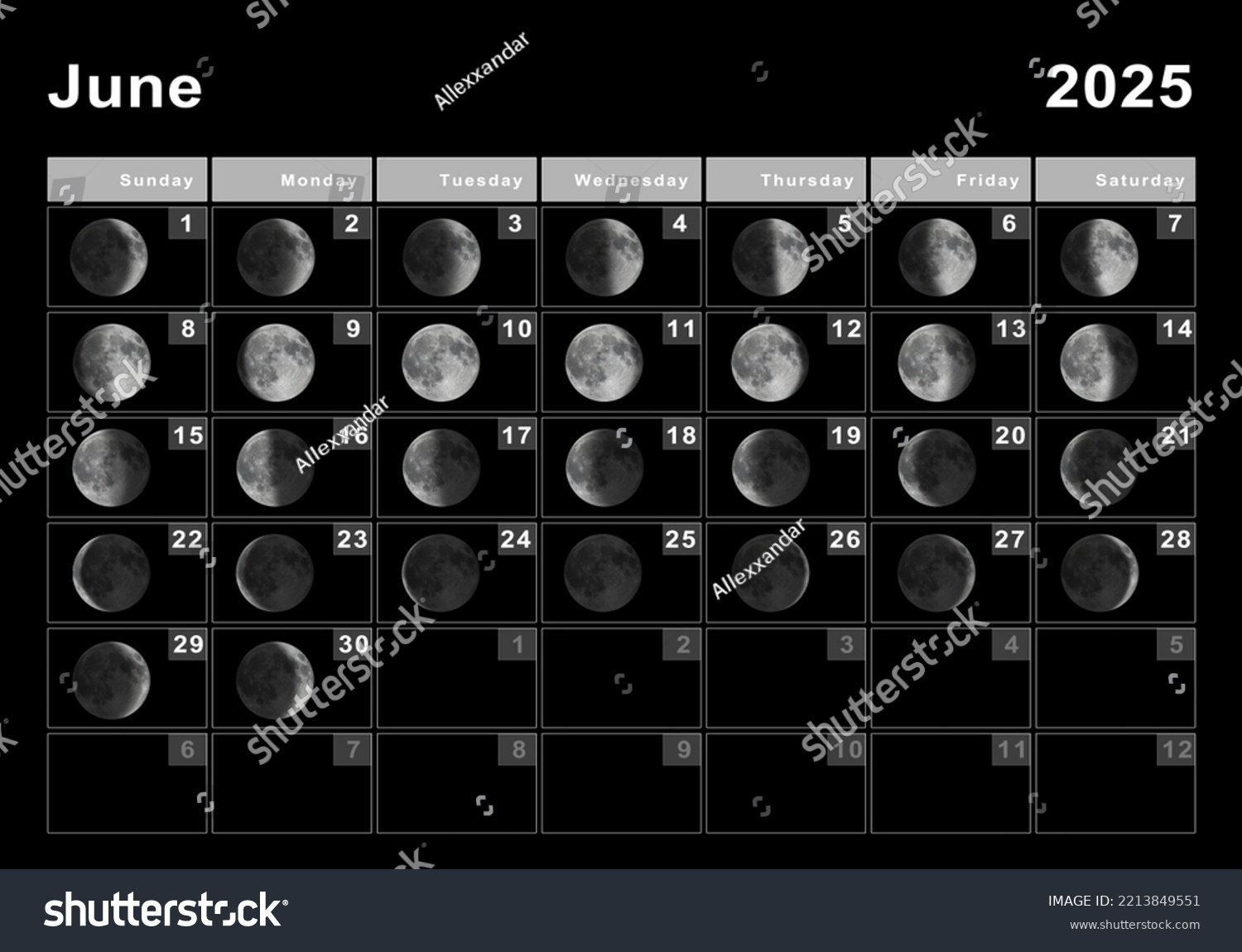 June 2025 Lunar Calendar Moon Cycles Stock Illustration 2213849551 Shutterstock