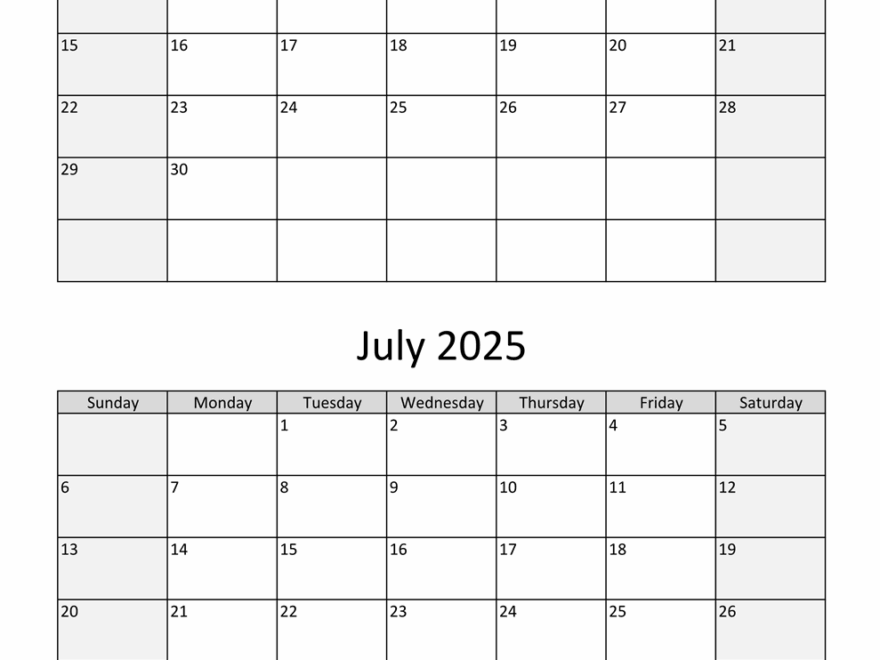 June And July 2025 Calendar WikiDates