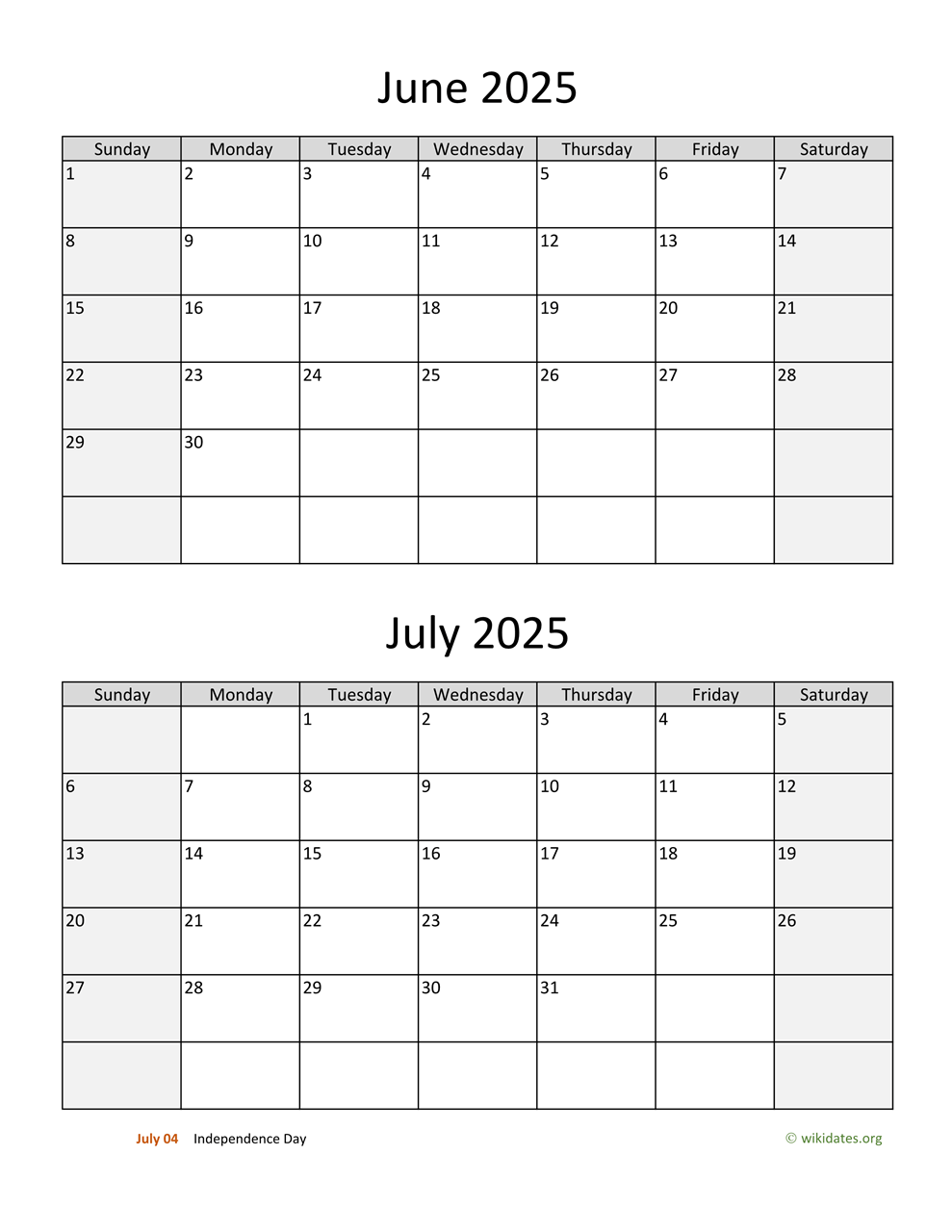 June And July 2025 Calendar WikiDates June And July 2025 Calendar WikiDates
