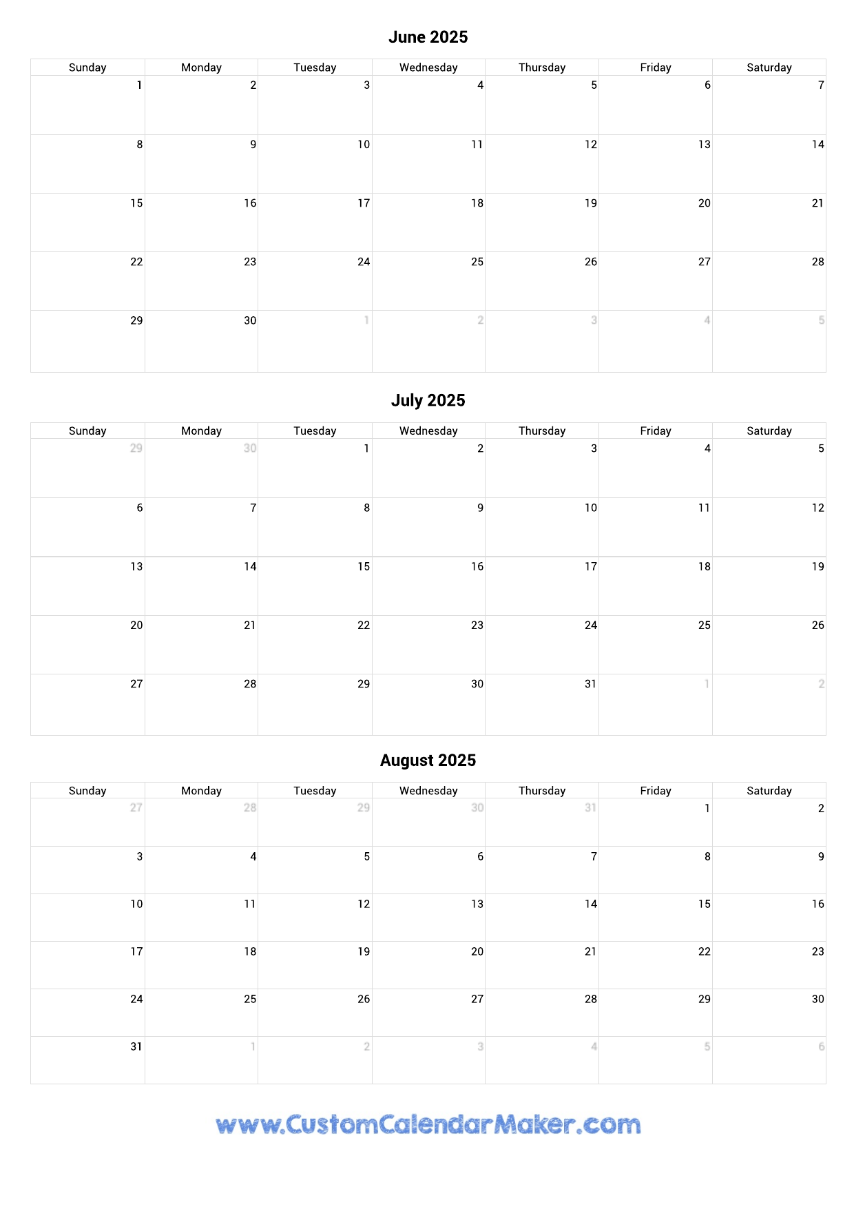 June To August 2025 Calendar Printable Custom Calendar Maker June To August 2025 Calendar Printable Custom Calendar Maker