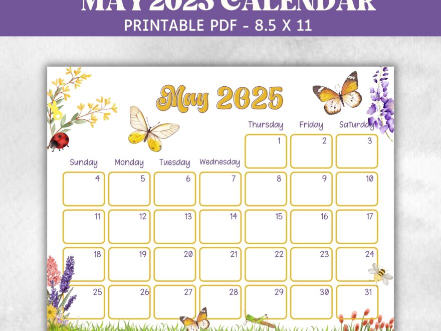 Kids May 2025 Calendar Printable 2025 Calendar Homeschool Preschool Calendar Board Childrens Monthly Planner Summer Butterfly Calendar Etsy