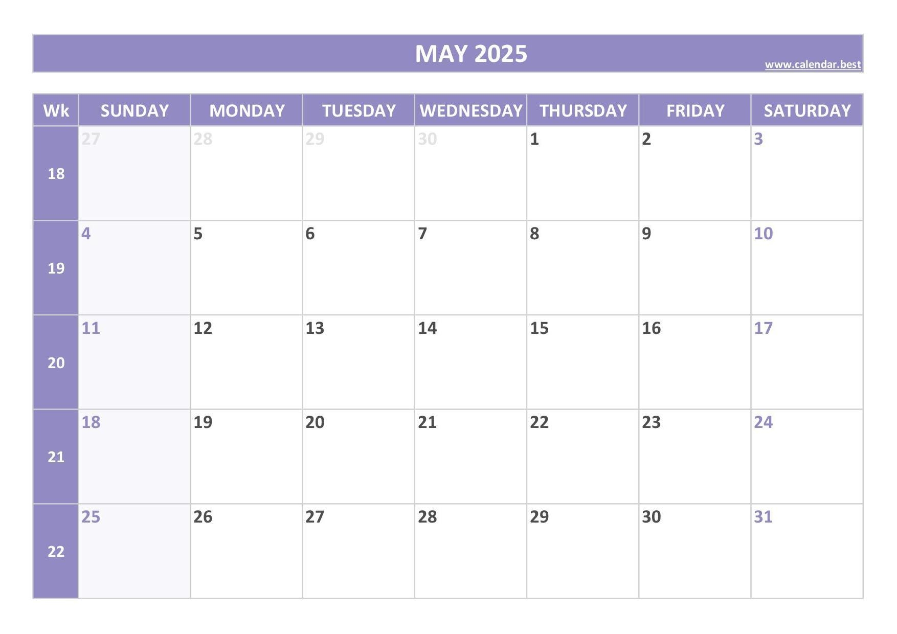 May 2025 Calendar Calendar best