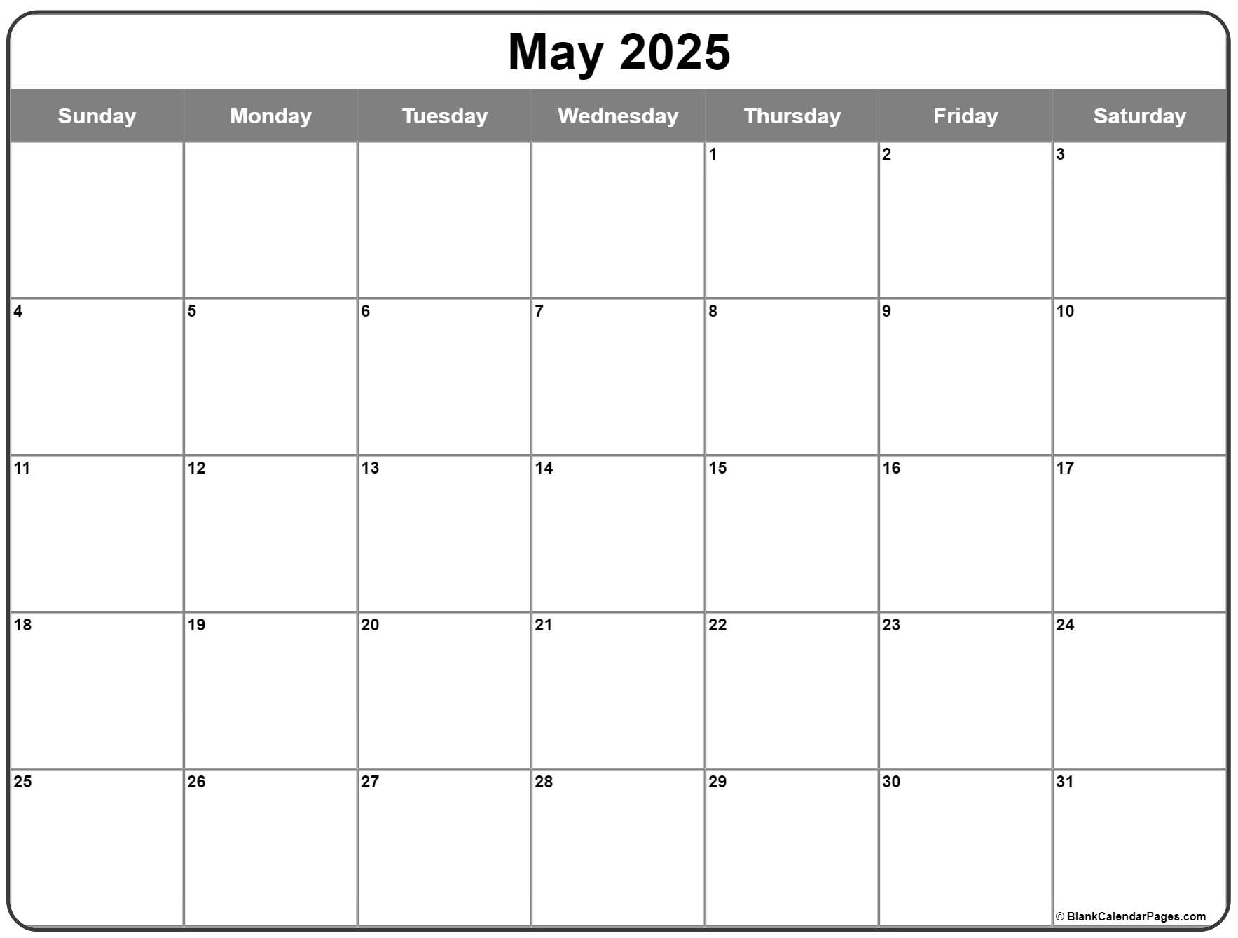 May 2025 Calendar Free Printable Calendars
