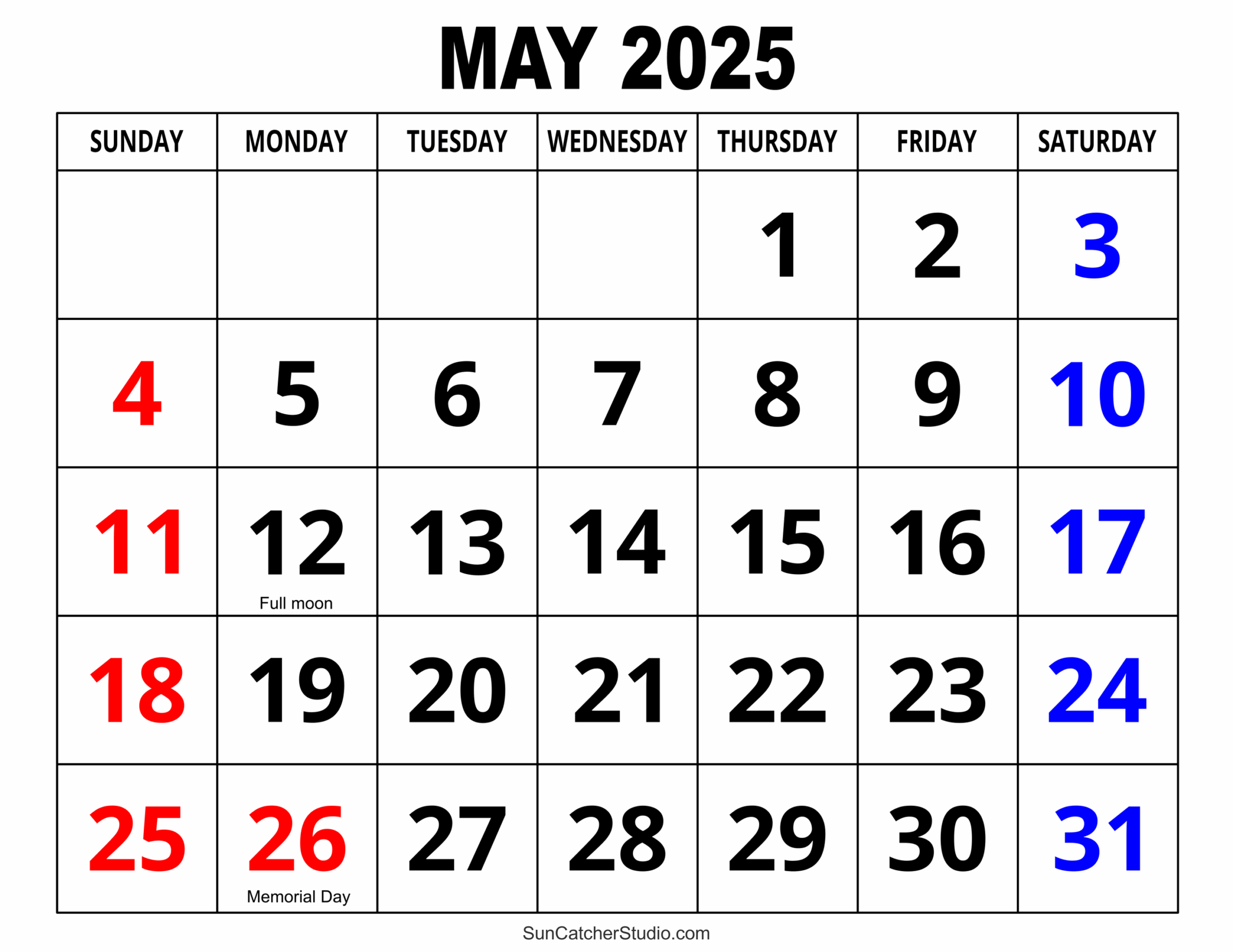Free Printable Calendar 2025 May With Holidays Free Printable Calendar 2025 May With Holidays