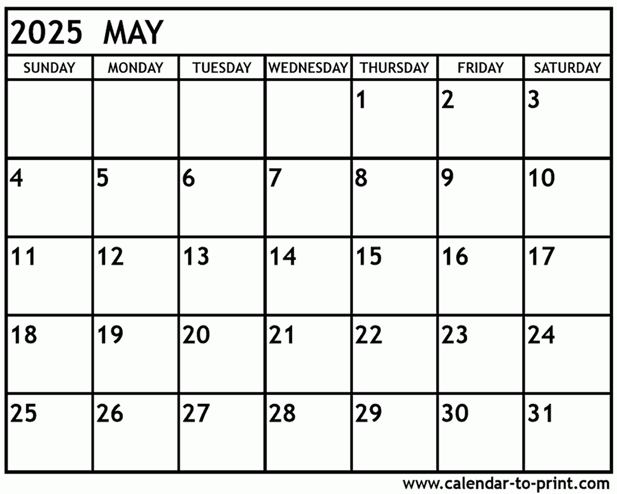 May 2025 Calendar Printable