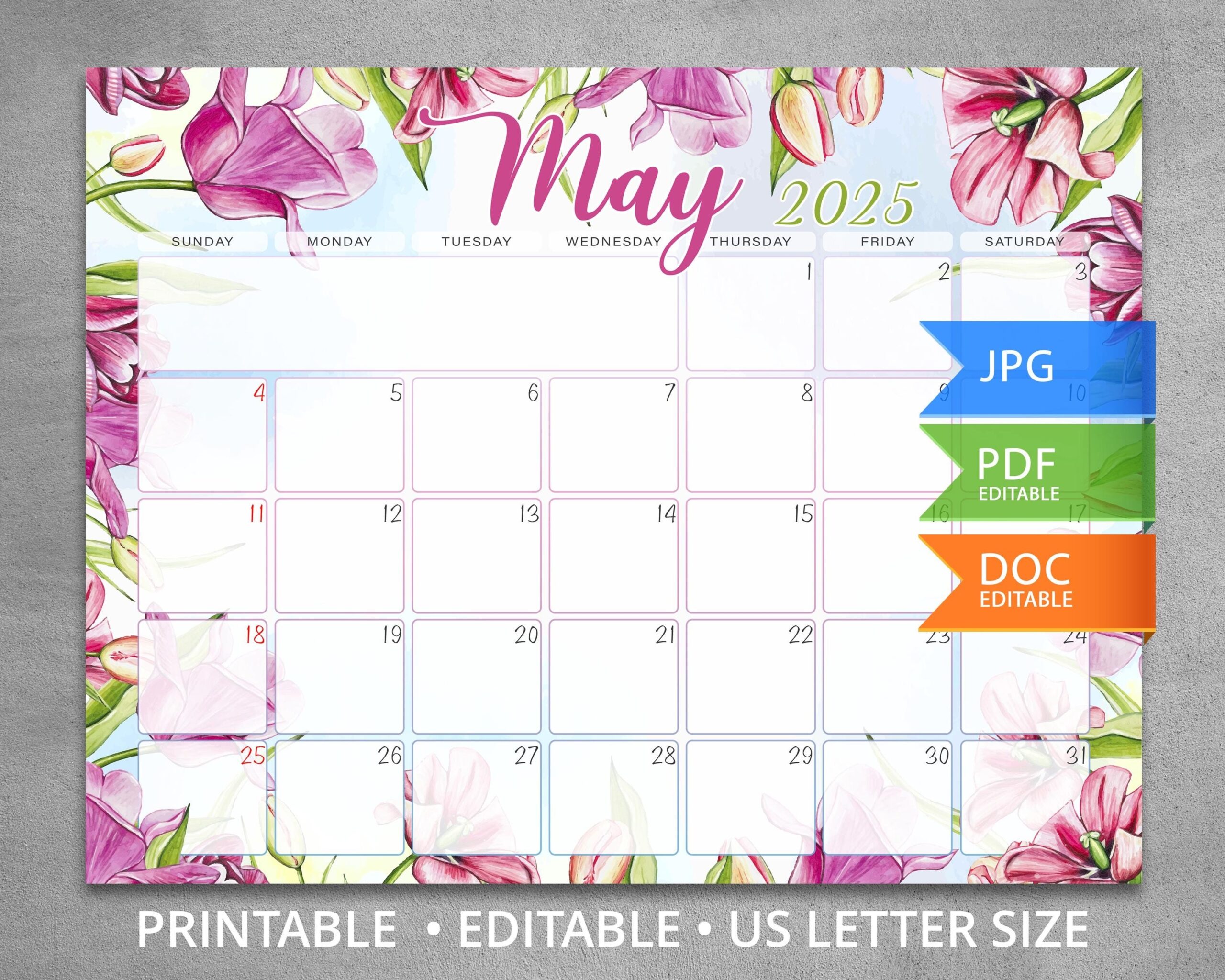May 2025 Calendar Printable Free Etsy May 2025 Calendar Printable Free Etsy