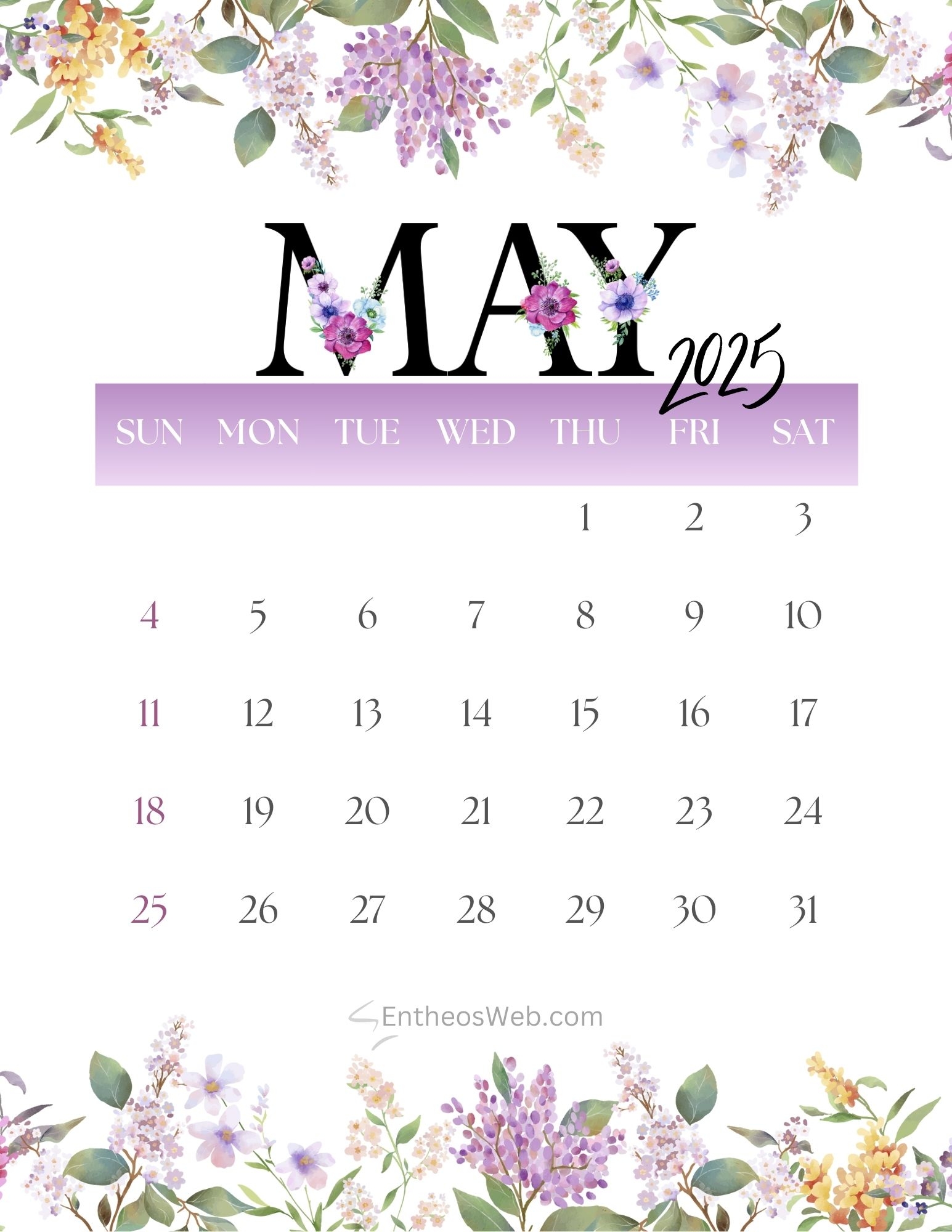 May 2025 Calendar Printables EntheosWeb May 2025 Calendar Printables EntheosWeb