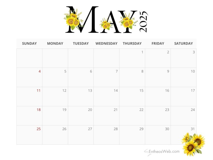 May 2025 Calendar Printables EntheosWeb