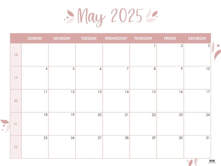 May 2025 Calendars 107 FREE Printables Printabulls