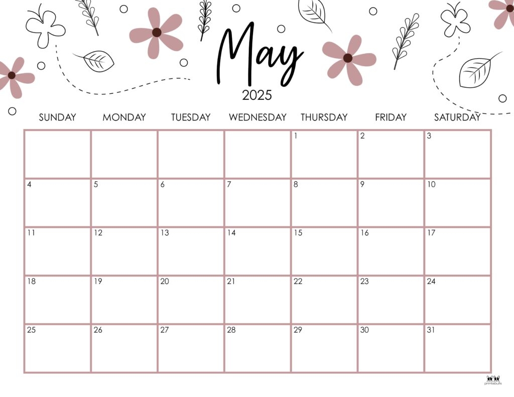 May 2025 Calendars 107 FREE Printables Printabulls