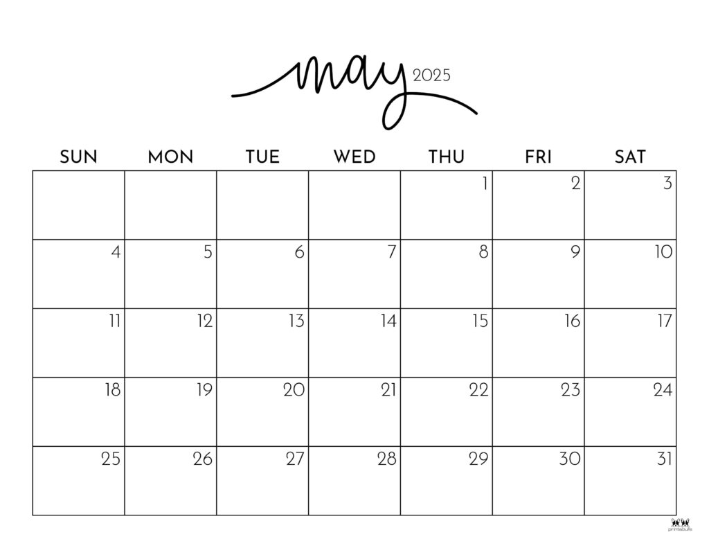 May 2025 Calendars 107 FREE Printables Printabulls